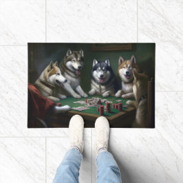 Tapete Alaskan Malamute Dogs Jogando Poker Art