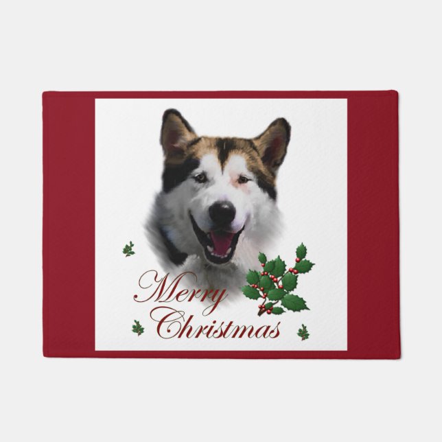 Tapete Alaskan Malamute Natal (Frente)