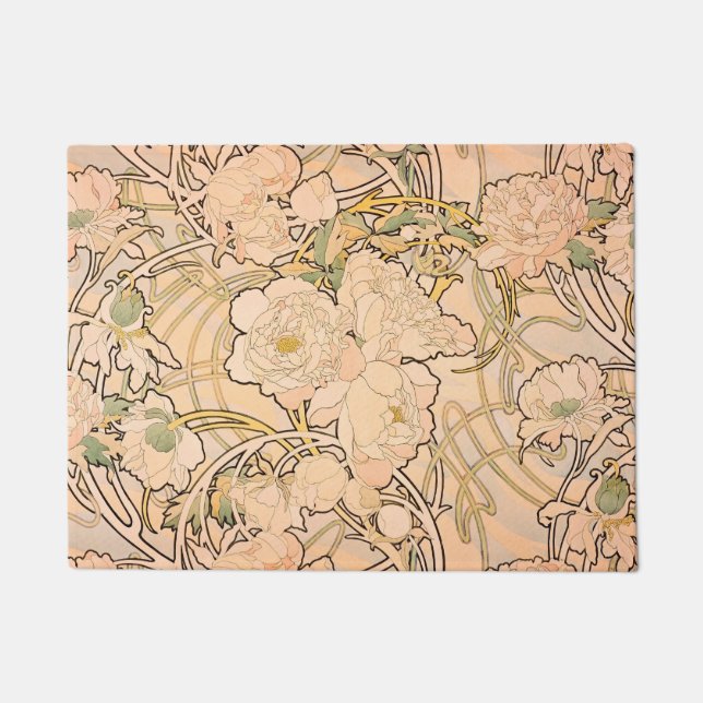 Tapete Alfonse Mucha Art Nouveau Peonies (Frente)