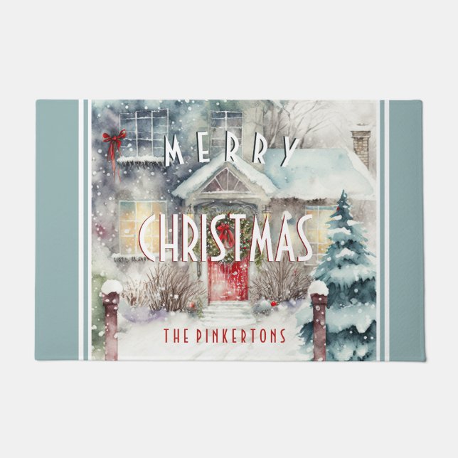 Tapete Algodão de neve de Natal personalizado (Frente)