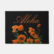 Aloha laranja preta floral da flor havaiana do