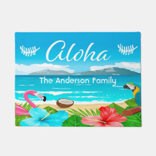 Tapete Aloha tropical Beach flamingo florals