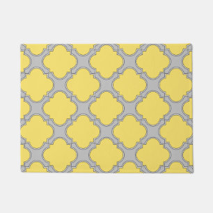 Tapete Amarelo quatrefoil e cinza