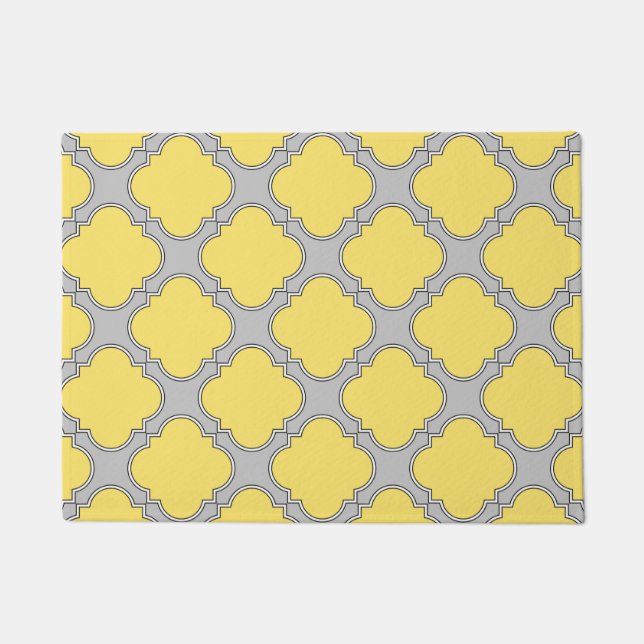 Tapete Amarelo quatrefoil e cinza (Frente)