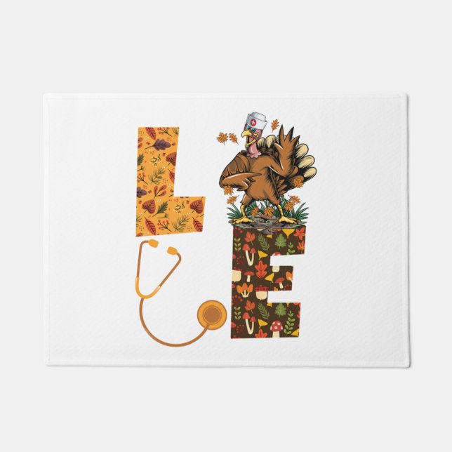 Tapete Ame Turquia Stethoscope Enfermeira Vida Ação de Gr (Frente)