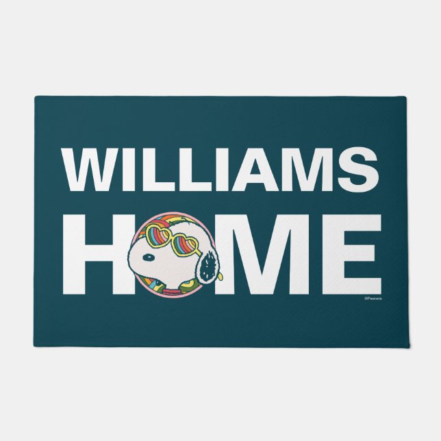 Tapete Amendoins | Coração Arco-Íris Snoopy | Personaliza (Frente)