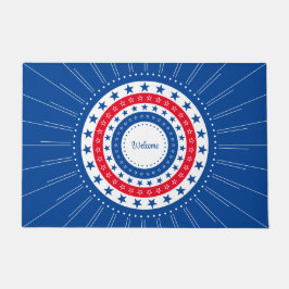 Tapete Americana Vermelho, Branco e Estrelas Azuis Bem-Vi