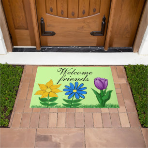 Tapete Amigos de Boas-vindas Portas Florais