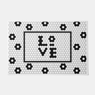 Tapete Amor Azulejo Geométrico Negro e Branco