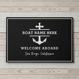 Tapete Âncora de Nome de Barco Personalizado Boas-Vindas 