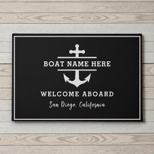 Tapete Âncora de Nome de Barco Personalizado Boas-Vindas