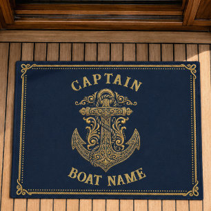 Tapete Âncora Nome do Barco Capitão Náutico Personalizado