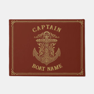 Tapete Âncora Nome do Barco Capitão Náutico Personalizado