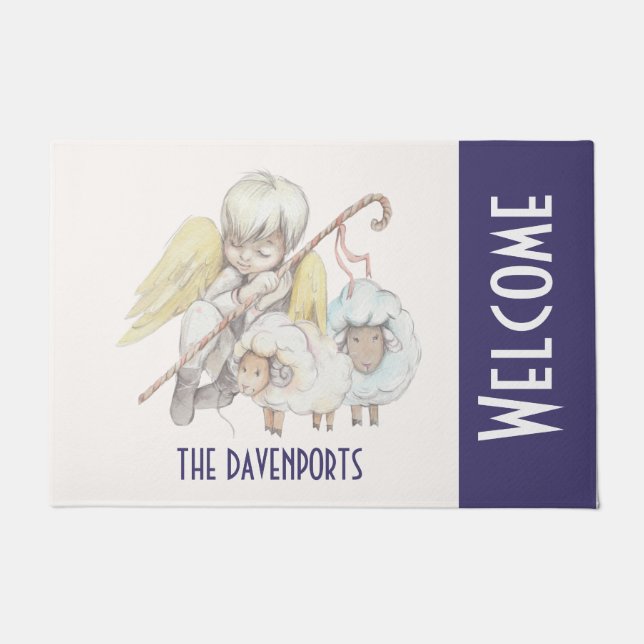 Tapete Angel Shepherd com Lambs Pastoral Welcome (Frente)