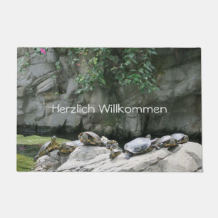 Tapete animal, água, tartarugas, pedras, flores, natureza