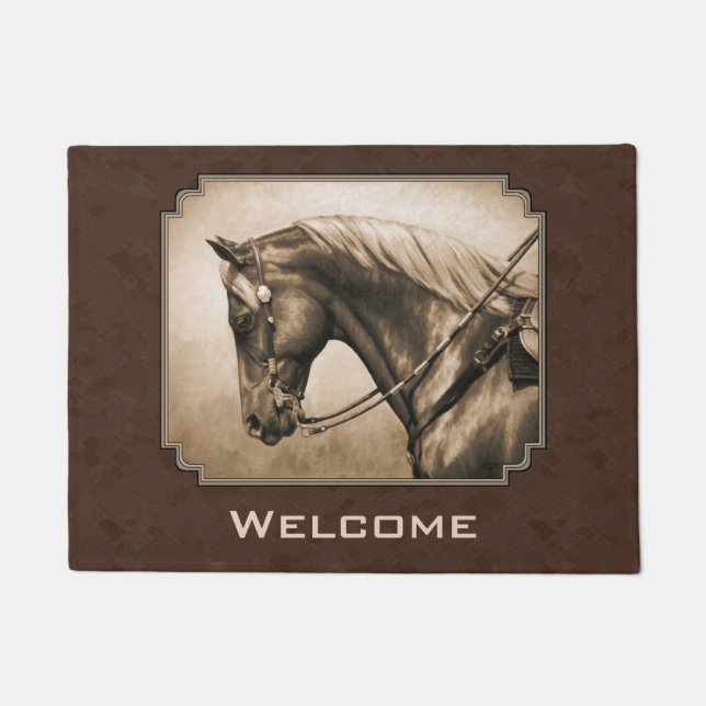 Tapete Antigo Quarto Oeste Horse Sepia Brown (Frente)