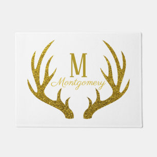 Tapete Antlers Dourados elegantes & branco dos cervos do