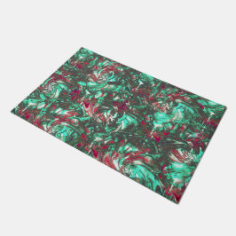 Tapete Aquamarina e vermelha, suja de preto torto