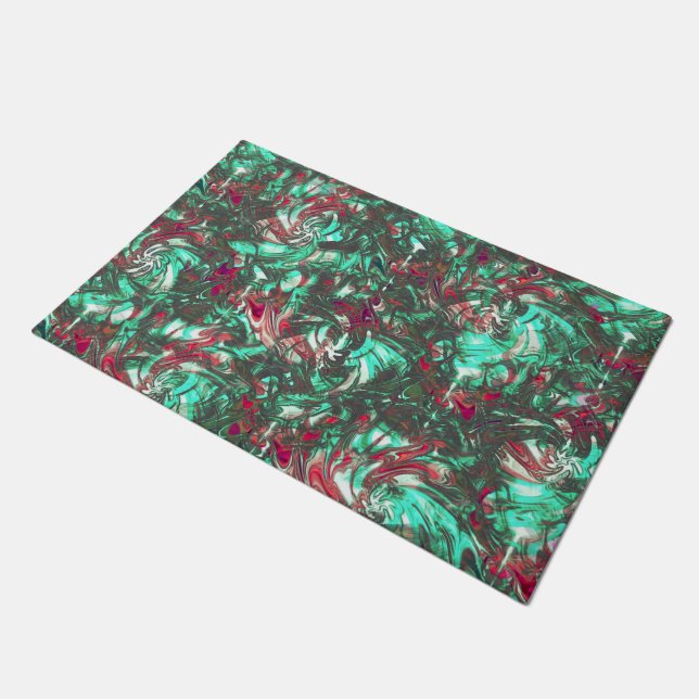 Tapete Aquamarina e vermelha, suja de preto torto (Inclinado)