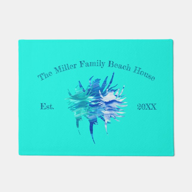 Tapete Aquarela azul-aqual-de-concha-silhueta-de-onda (Frente)