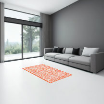 Tapete Área Interior - Manchas Laranja Branco
