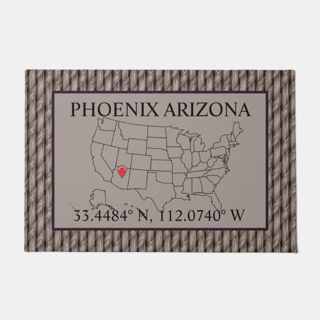 Tapete Arizona Phoenix Você Está Aqui Mapeia Faux Weave (Frente)