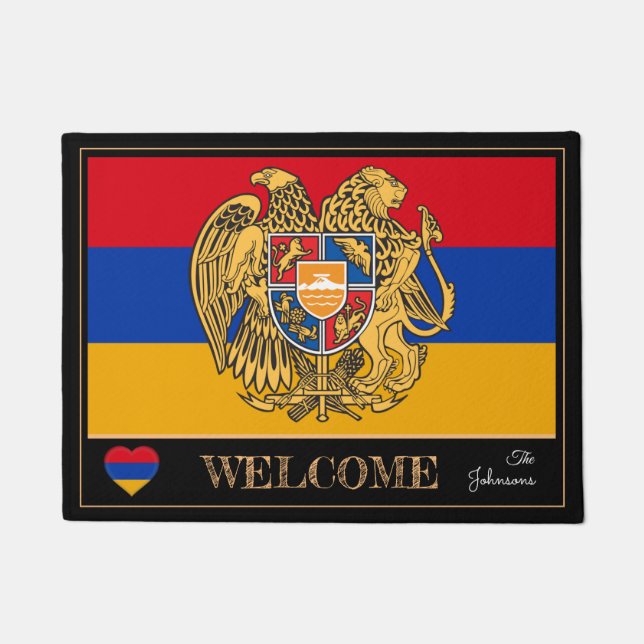 Tapete Armênia Emblem & Armenian Flag mats /sport Bem-vin (Frente)