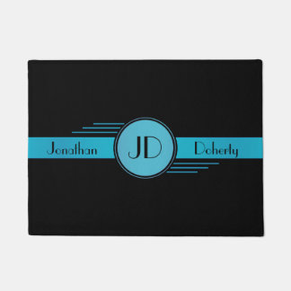 Tapete Art deco azul e preto do monograma