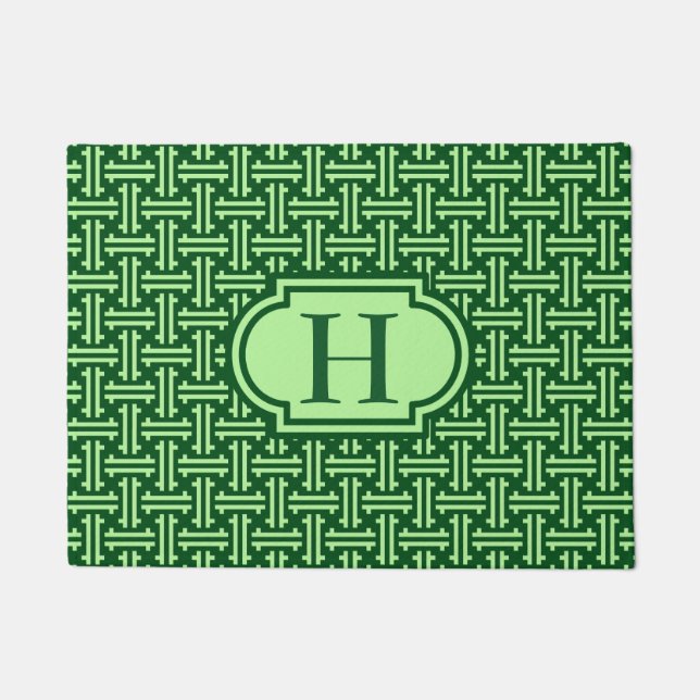 Tapete Art Deco Chinês Fret, Dark Jade Green (Frente)