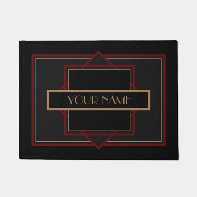 Tapete Art Deco Custom Name - Red Black Doormat (Frente)