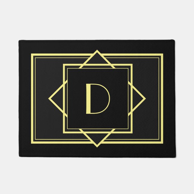 Tapete Art Deco Monograma Doormat - Dourado (Frente)
