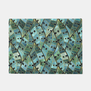 Tapete Art Deco Monstera - Folhas Tropicais em Verde Azul