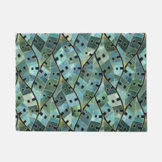 Tapete Art Deco Monstera - Folhas Tropicais em Verde Azul