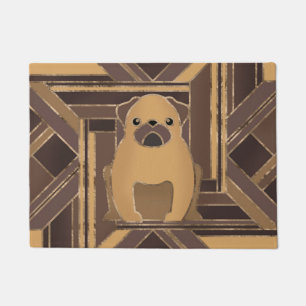 Tapete Art Deco Pug dog - Pastel Dourado