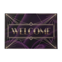 Art Deco Purple Welcome Doormat