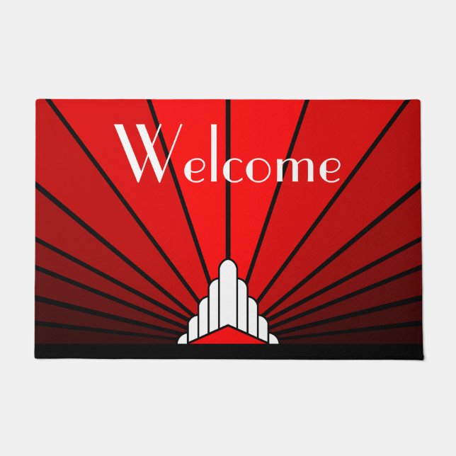 Tapete Art deco sun em vermelho (Frente)