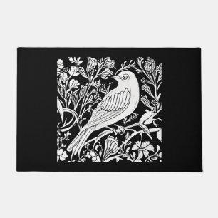Tapete Art Nouveau Bird em uma ramificação em preto e bra