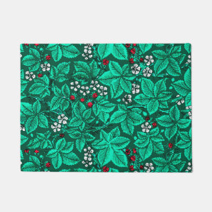 Tapete Art Nouveau Morangos e Folhas, Turquesa
