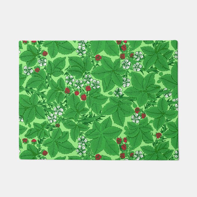 Tapete Art Nouveau Morangos e Folhas, Verde limão (Frente)