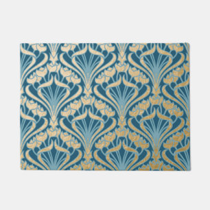 Tapete Art Nouveau,ouro,teal,damasco,floral,padrão,chic,