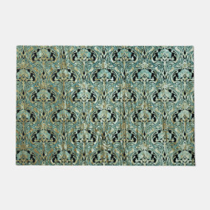 Tapete Art nouveau, teal,ouro,padrão,belle époque,chic,