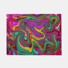 Tapete Arte Abstrata Rosa Quente Marmorizada e Verde Espu