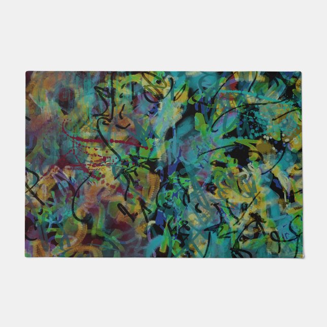 Tapete Arte Abstrato Rabiscado Multicolorido (Frente)