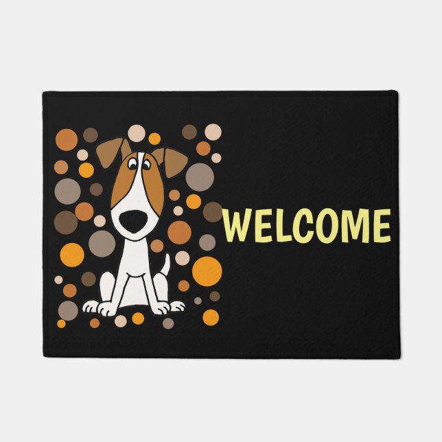 Tapete Arte bonito do cão e dos círculos de Jack Russell (Frente)