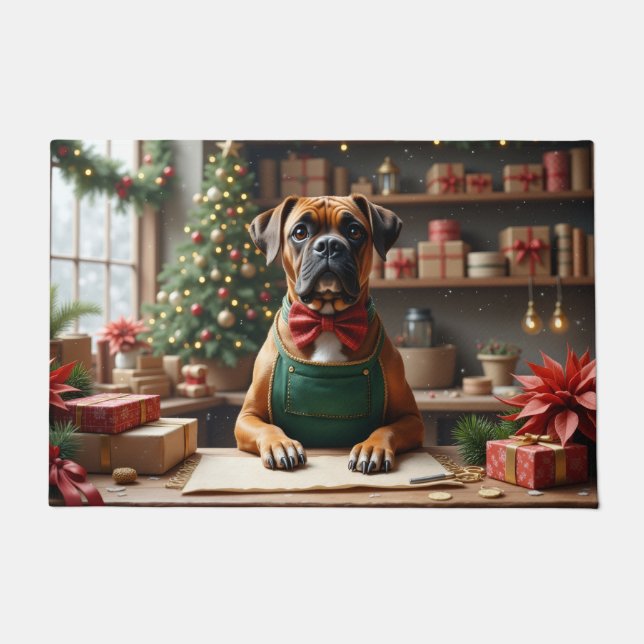 Tapete Arte de embrulho de presente de Natal para Boxer (Frente)