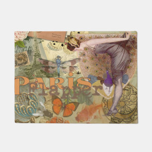 Tapete Arte Deco Colagem de Pavão Flapper Paris Antigo