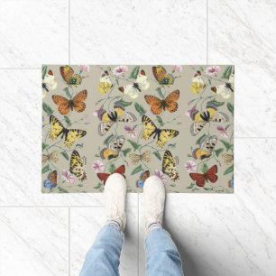 Tapete Arte Floral Botânica de Mariposa Borboleta Vintage