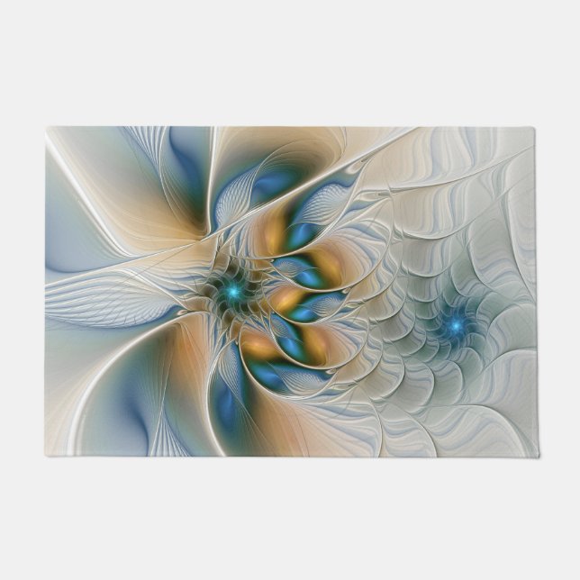 Tapete Arte Fractal, Abstrato Fantasia, Com Azul (Frente)