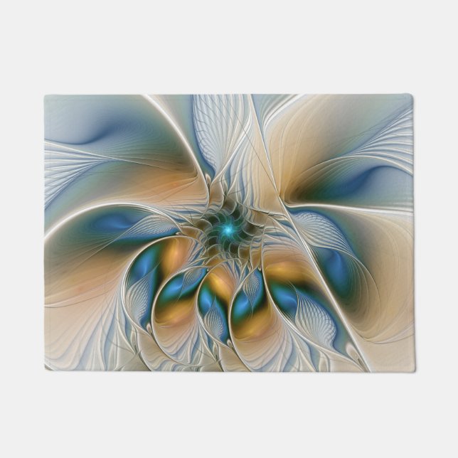 Tapete Arte Fractal, Abstrato Fantasia, Com Azul (Frente)
