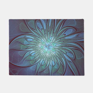 Tapete Arte Fractal de Flor Azul Moderno, Abstrato Trendy